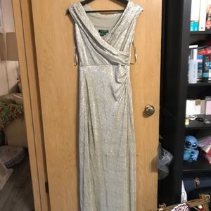 Long prom gold dress